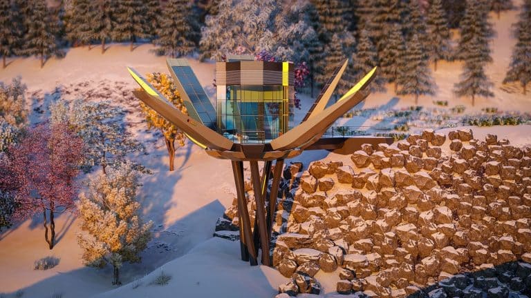 Futuristic Sustainable Mountain Pod By EA-Lab Futuristic Sustainable Mountain Pod