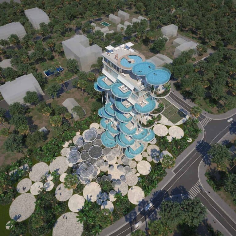 The Structure Of Limassol Tower Is Integrated With Swimming Pool Balconies The Structure Of Limassol Tower Is Integrated With Swimming Pool Balconies