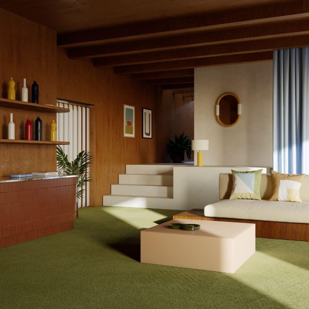 Inspired by the 60s and 70s, Benjamin Guedj visualizes minimalistic and colorful spaces