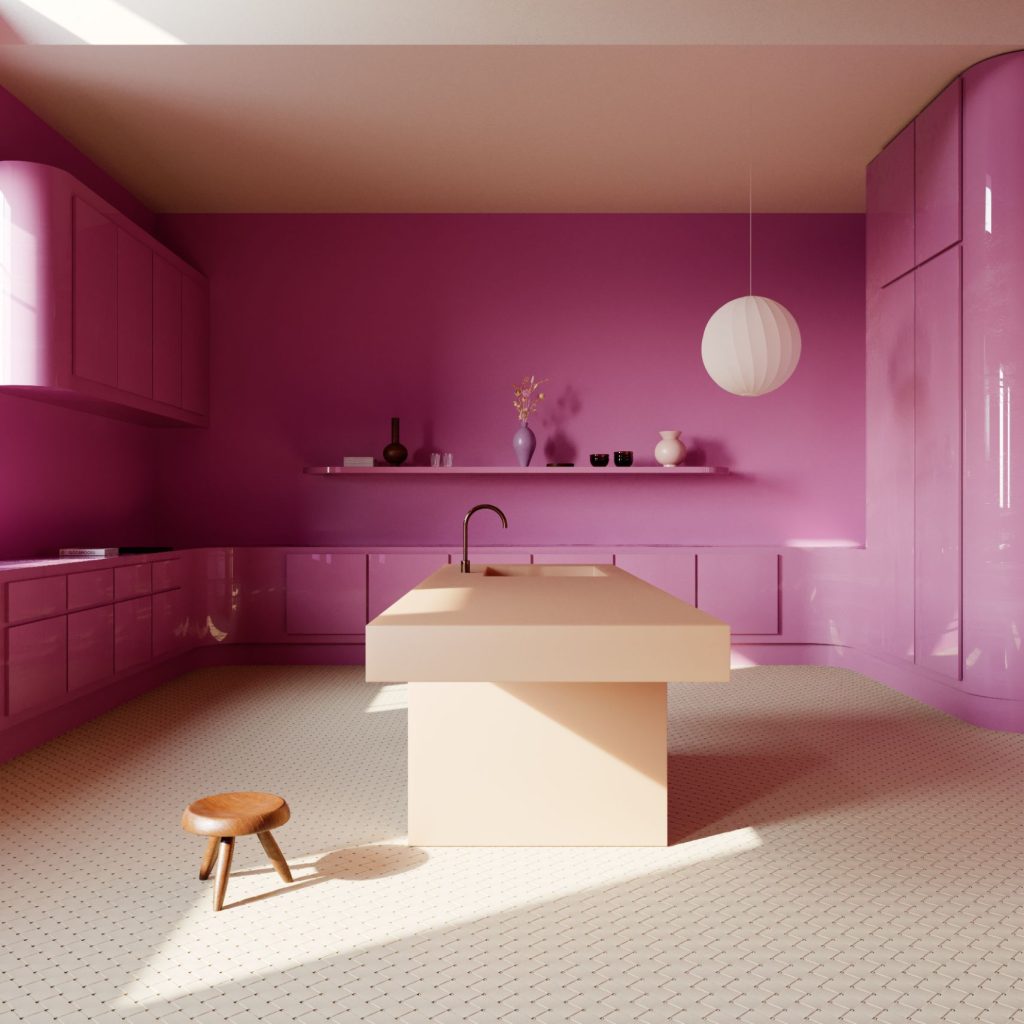 Inspired by the 60s and 70s, Benjamin Guedj visualizes minimalistic and colorful spaces