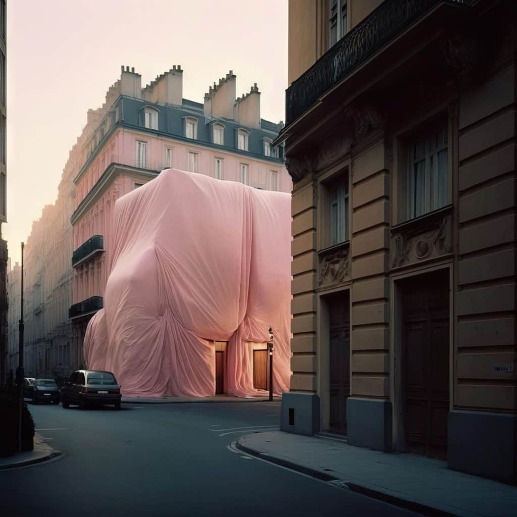 Andrés Reisinger's "Take Over": Reimagining Urban Space with Whimsical Pink Drapes