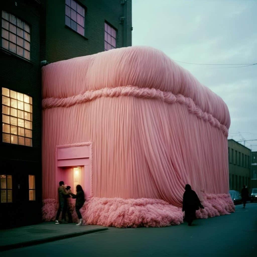 Andrés Reisinger's "Take Over": Reimagining Urban Space with Whimsical Pink Drapes