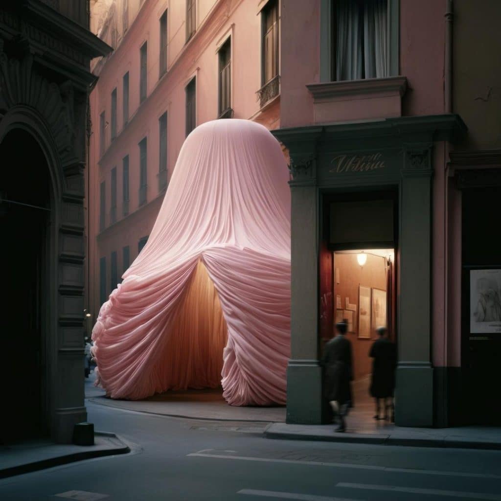 Andrés Reisinger's "Take Over": Reimagining Urban Space with Whimsical Pink Drapes