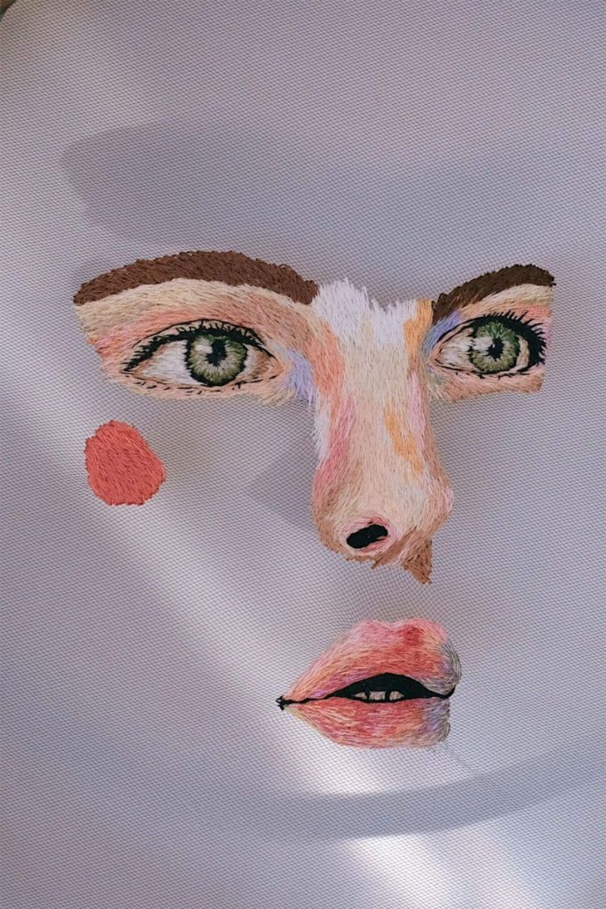 Exploring Contemporary Embroidered Portraits on Tulle By Saturno Rosa