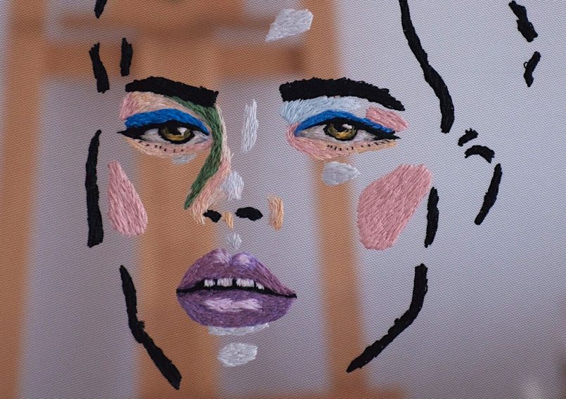 Exploring Contemporary Embroidered Portraits on Tulle By Saturno Rosa