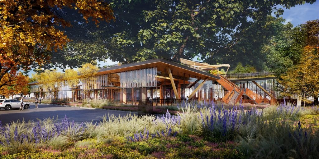 Verdant Sanctuary: Sustainable Mass-Timber Office Building Approved for Stanford Research Park