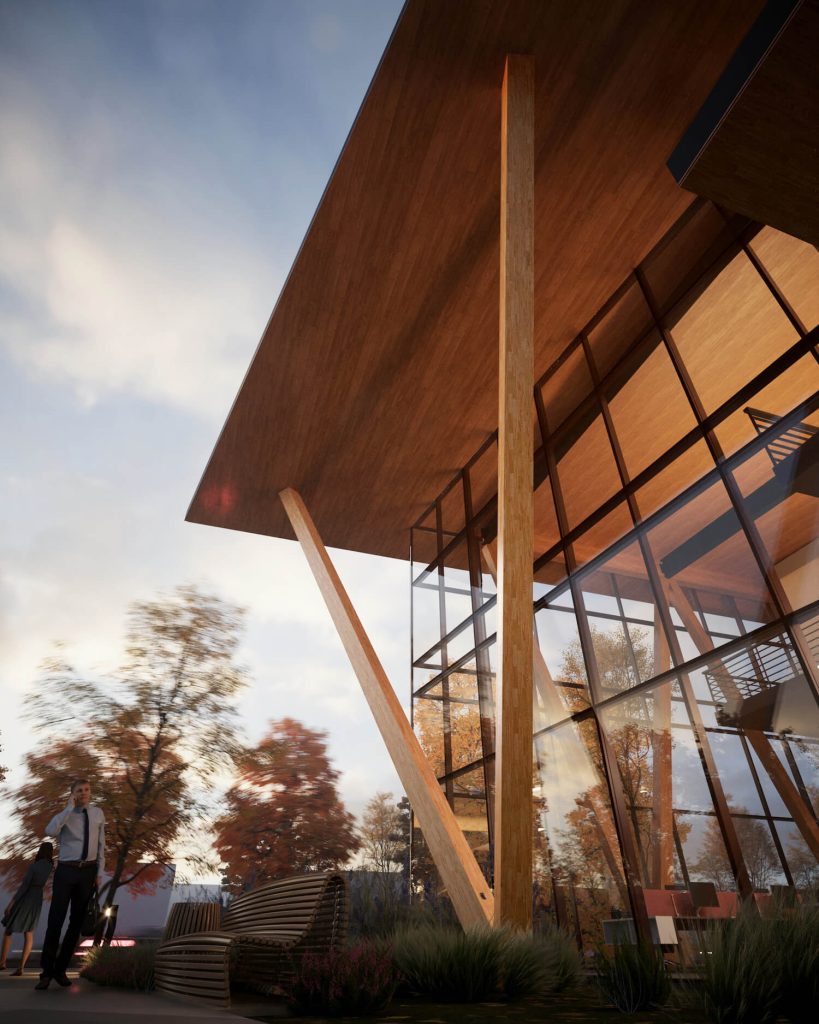 Verdant Sanctuary: Sustainable Mass-Timber Office Building Approved for Stanford Research Park
