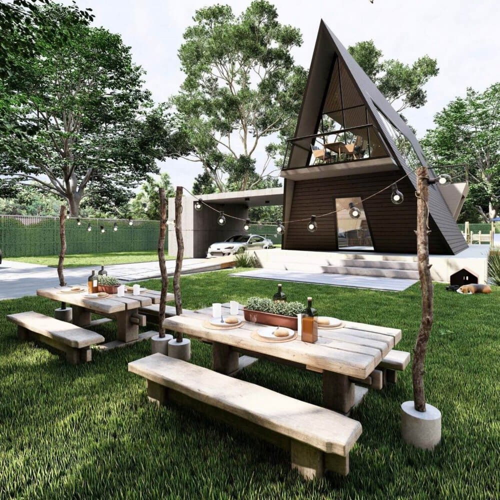 The Black Sail: A-Frame Cabin Blending Elegance and Functionality