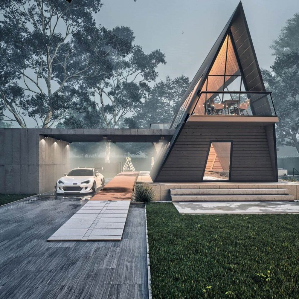 The Black Sail: A-Frame Cabin Blending Elegance and Functionality