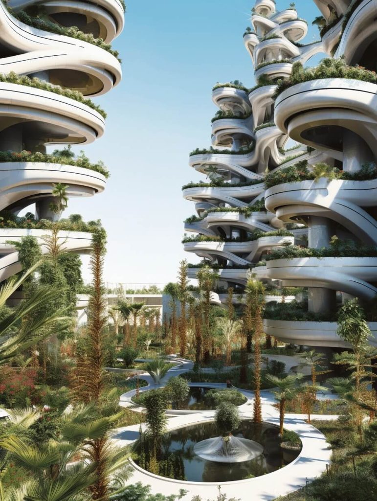 Ethereal Oasis: Endless Vertical Cities Rise from the Desert Sands