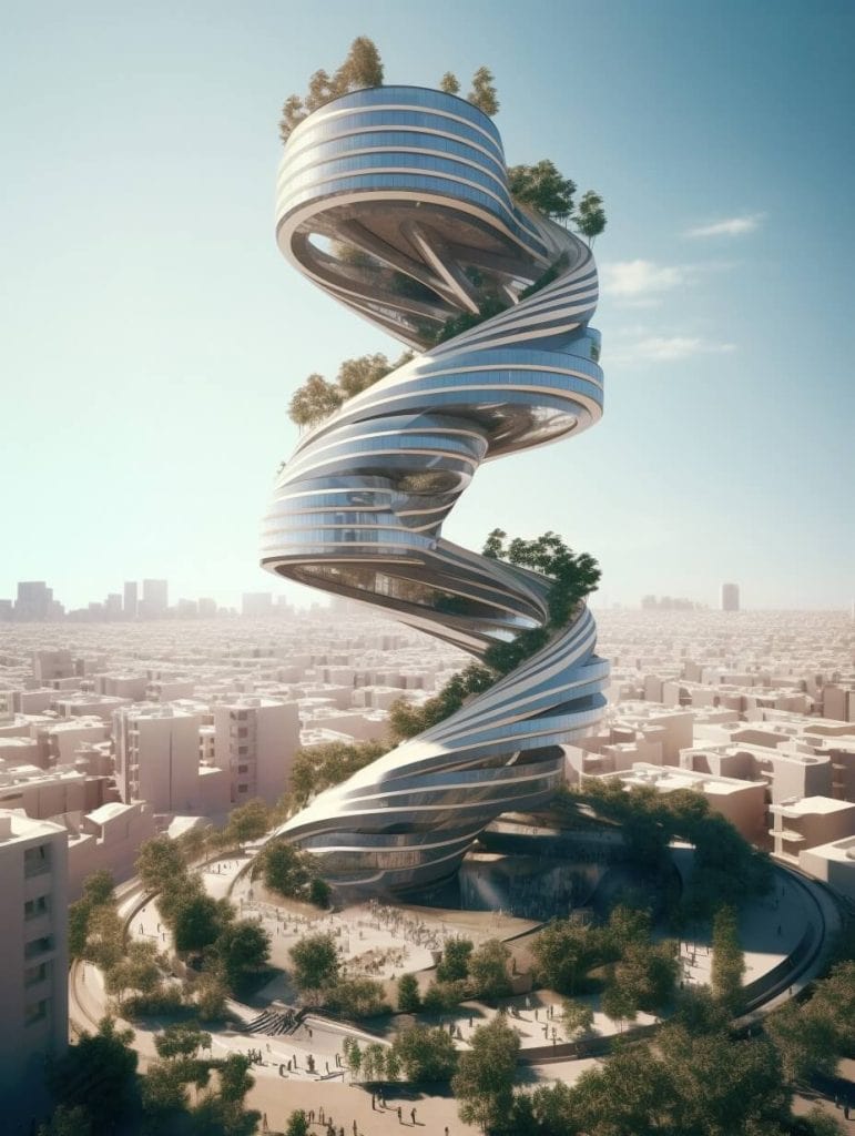 Ethereal Oasis: Endless Vertical Cities Rise from the Desert Sands