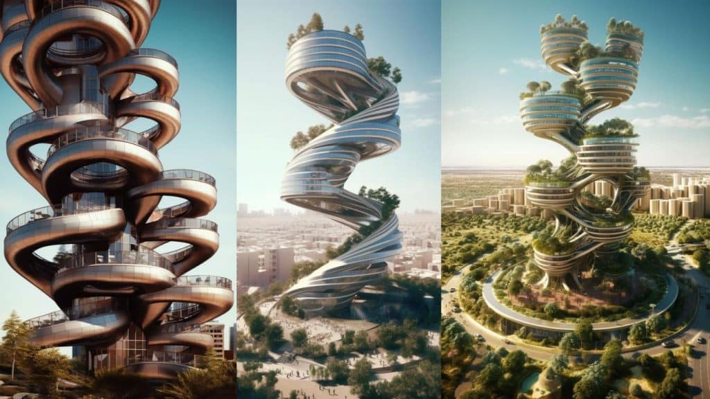 Ethereal Oasis: Endless Vertical Cities Rise from the Desert Sands