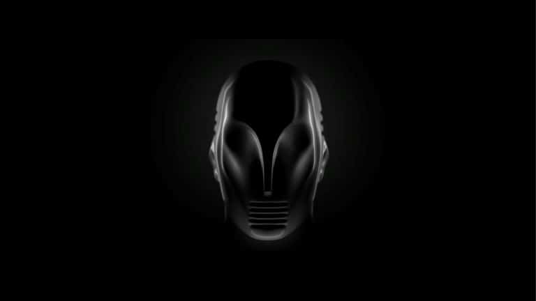 Sarofsky Creates Epic Main Title Piece "What You May Find" For FITC Futuristic black helmet with sleek design on dark background.
