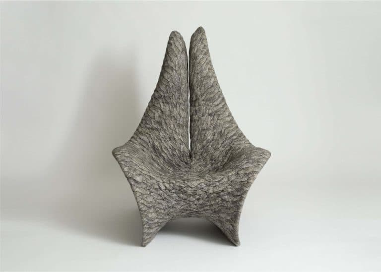 Ayala Serfaty's Daura Echoes Natural Phenomena Unique textured ceramic star-shaped sculpture for modern home decor.
