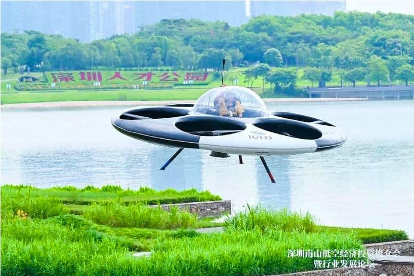 World's First Manned UFO eVTOL Takes Flight as a Futuristic Circular Yacht and Tourist Attraction