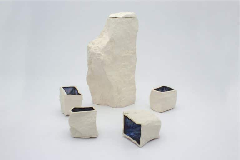 A Shallow and Salty Ocean By Craig Barrow Enhances Daily Routine Abstract ceramic vessel with black interior, modern handmade pottery, minimalist design, studio art ceramics.