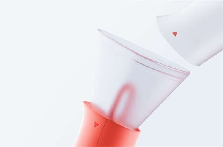 Modern abstract sculpture with smooth curves and minimalist design, emphasizing clean lines and soft pastel colors.