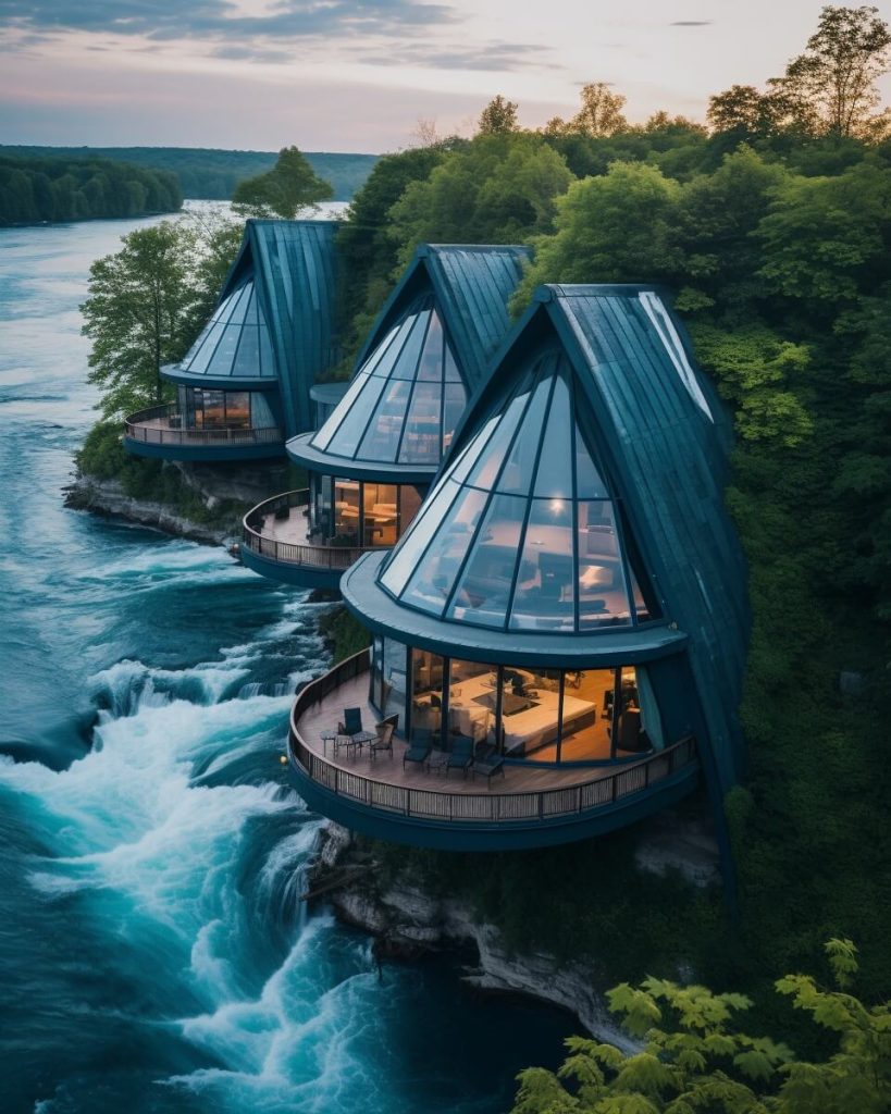 Riverbend Lofts: Modern A-Frame Cottages Embracing Nature's Serenity in Niagara Falls