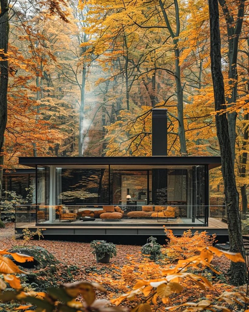 Autumn Tranquility Retreat Villa is A Harmonious Glass House in Iran