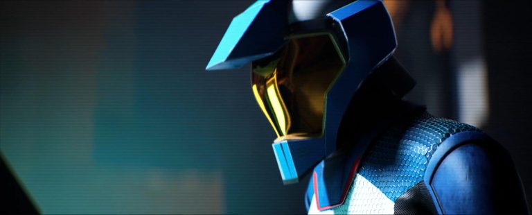 Rideview is redefining automotive narratives in dynamic 'Prototype 72' Futuristic robotic helmet with neon accents, sleek design, and advanced technology imagery.