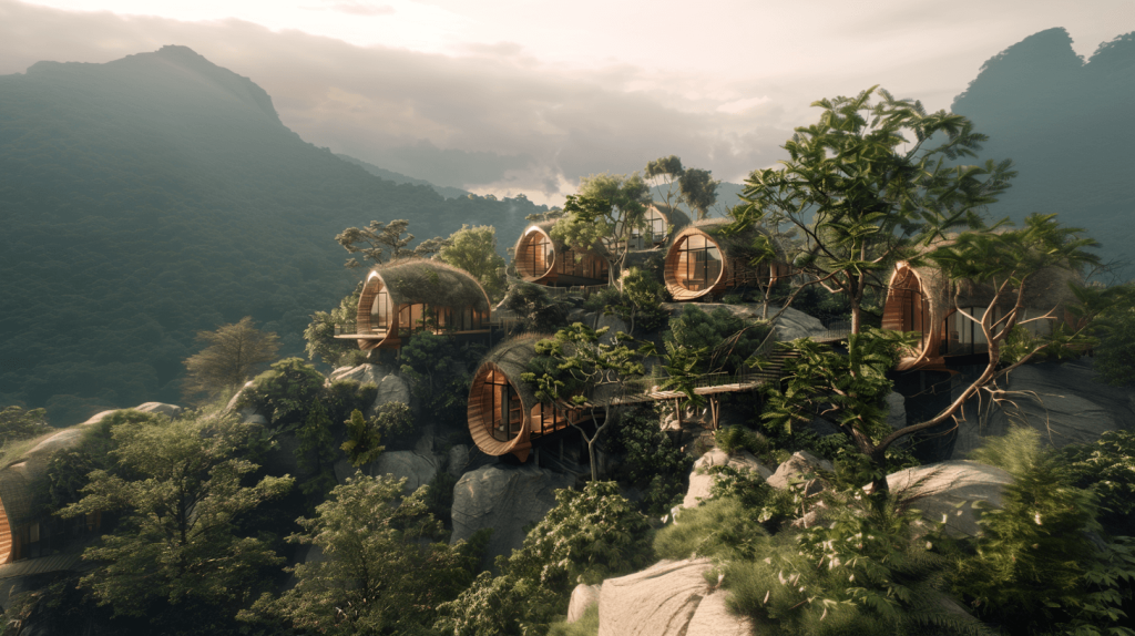Mountain Wooden Cottages by Faeghe Madadi at Bali