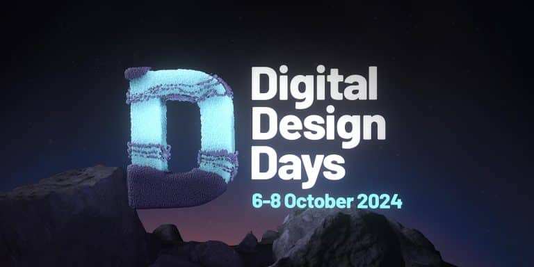 Digital Design Days Announces Visual Atelier 8 as Official Media Partner 3D digital art of a glowing letter D for Digital Design Days event, October 6-8, 2024.