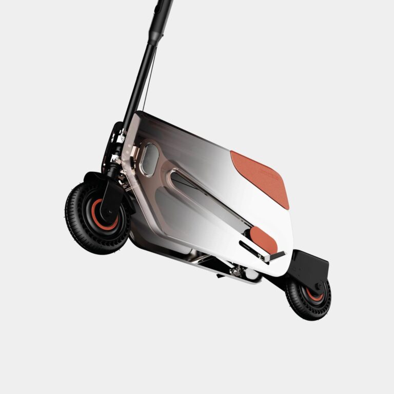ANT: The nanomobility vehicle engineered for portability and ease of use Futuristic electric scooter with a sleek design and modern aesthetics.