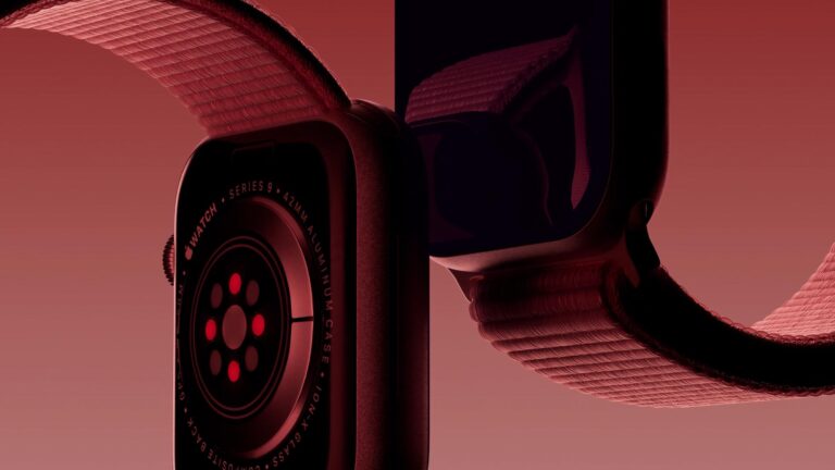 Minimalchat captivating 3d animations celebrate Apple Watch Series 9 Elegant Apple Watch Series 9 with stylish woven band, showcasing modern wearable technology.
