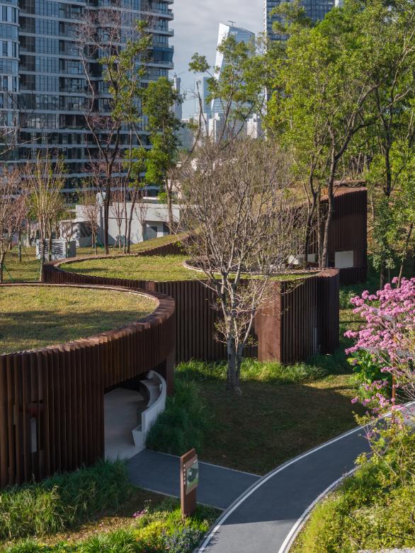 Qiaochengbei Park Visitor Center by Atelier Xi merges architecture and nature