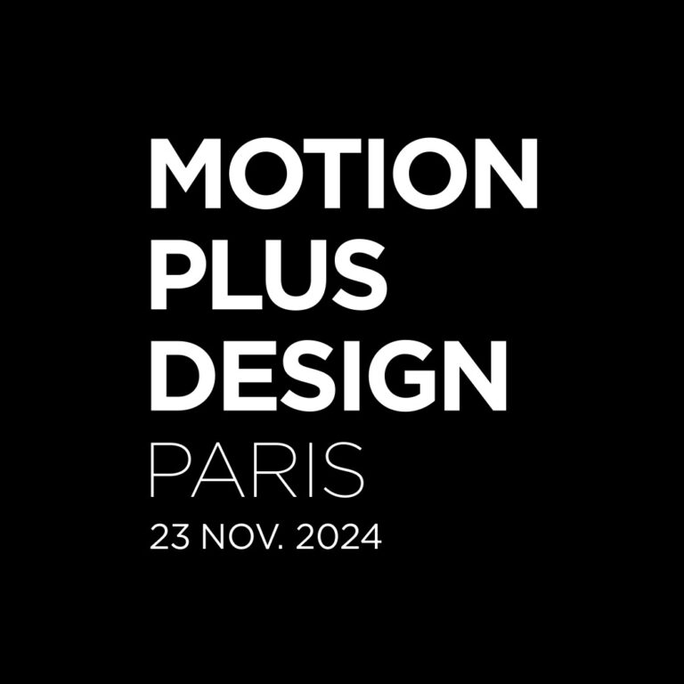 Motion Plus Design hosts an inspiring event at the Théâtre de la Madeleine in Paris Motion Plus Design Paris event poster, date November 23, 2024, showcasing modern motion graphics and design.