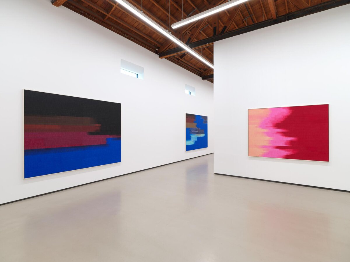 a room with art on the wall