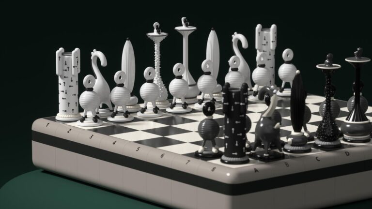 Taras Yoom launches "Another Kingdom: Dichotomy", a limited-edition collectible chess set Futuristic black and white chess set with unique, modern design on a stylish chessboard.