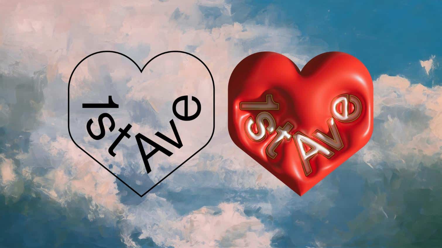 Love heart outline with "Save" inside, 3D red heart with "Save" text, symbolic Valentine's Day artwork.