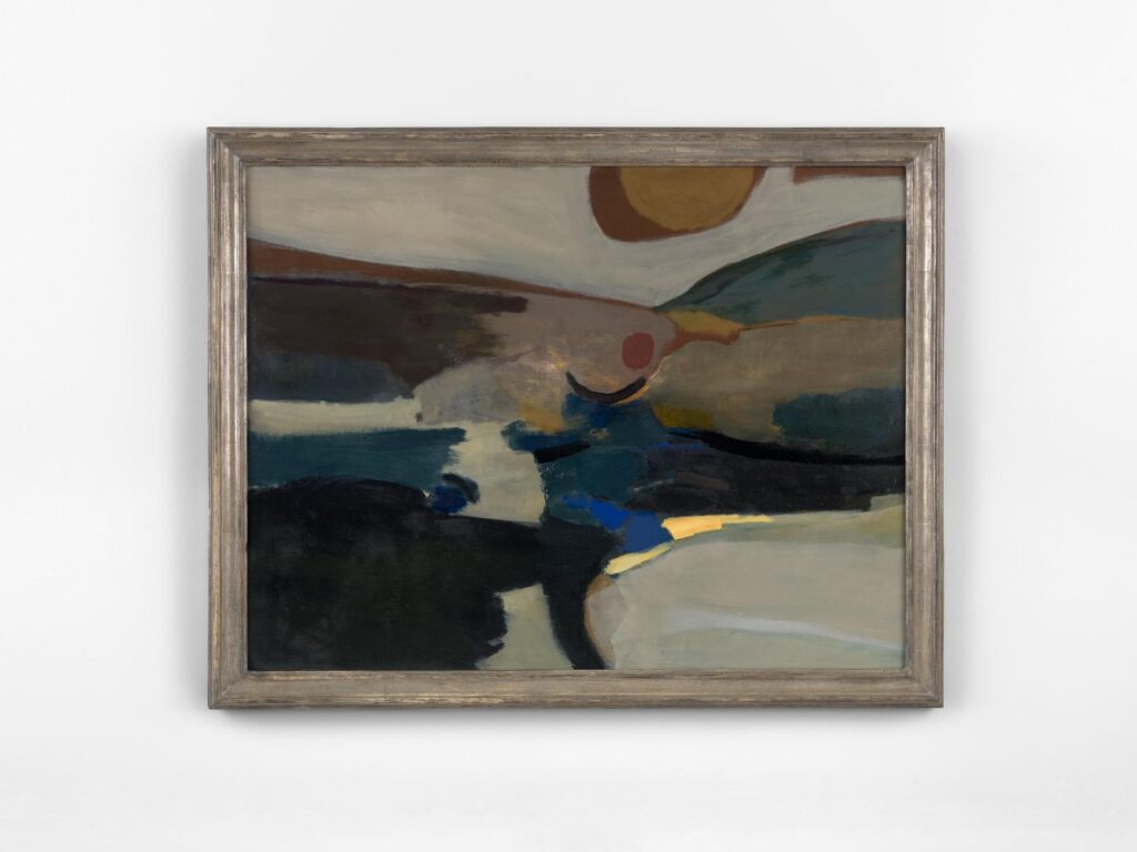 Textured abstract painting evoking a quiet landscape with muted tones and soft horizontal lines
