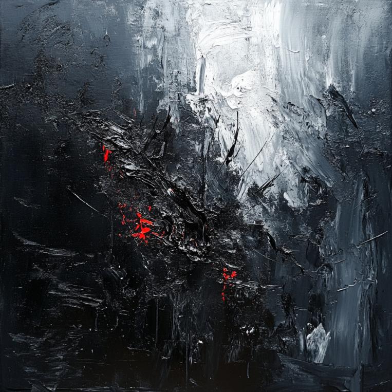 Abstract painting by Yicheng Zhu expressing dreamlike emotions through layered textures and surreal color forms
