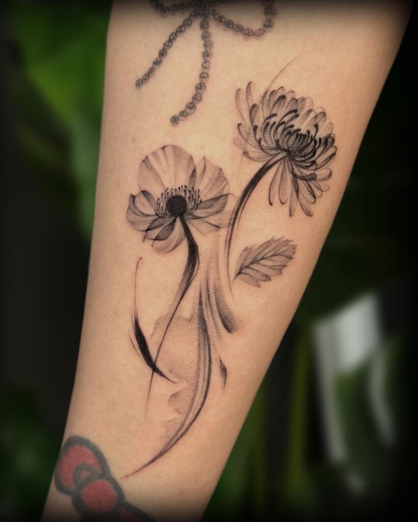 Original tattoo design by Yicheng Zhu integrating abstract symbolism and personalized storytelling on skin