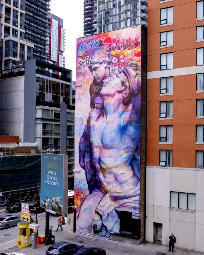 PichiAvo mural blending classical sculpture and graffiti art, featured in Visual Atelier 8 interview