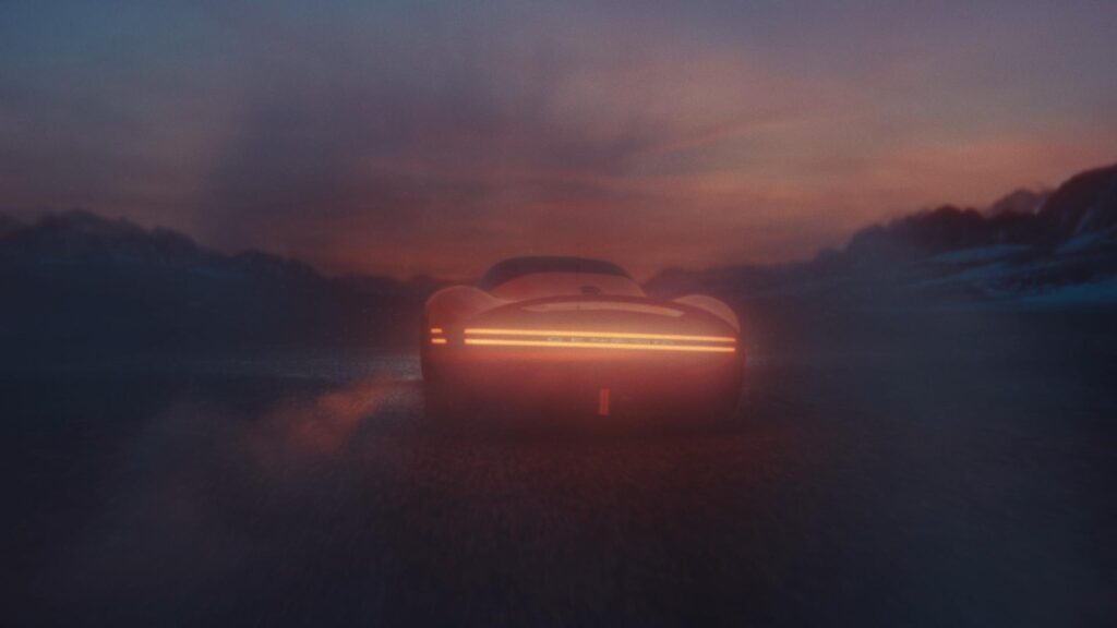 Seamless transition scene from Genesis Blank Space showing a vehicle moving through hyperreal and abstract environments symbolizing innovation