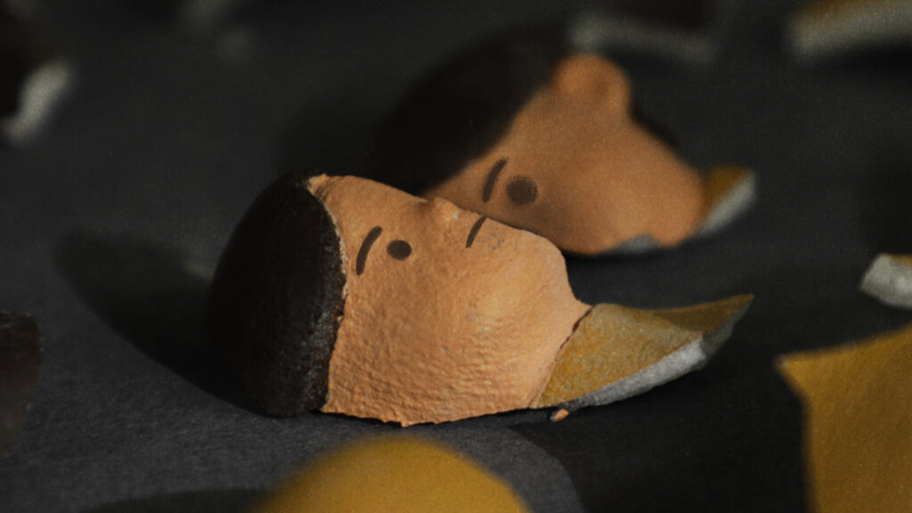 Scene from Minus Plus Multiply using laser-cut elements to depict identity and spatial memory