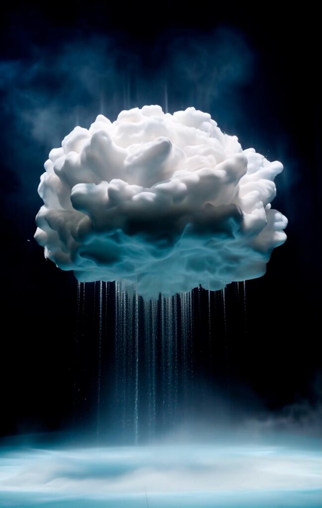 White fluffy cloud forming patterns in a dark blue sky