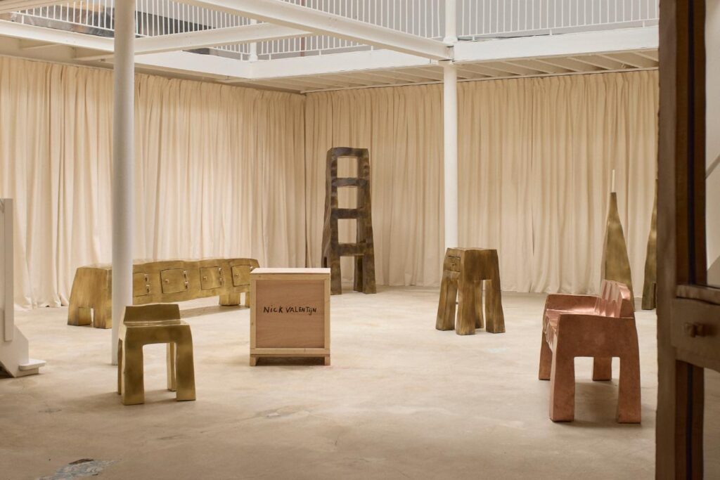 Gallery interior at St Vincents in Antwerp presenting Nick Valentijn’s debut exhibition of functional art forms