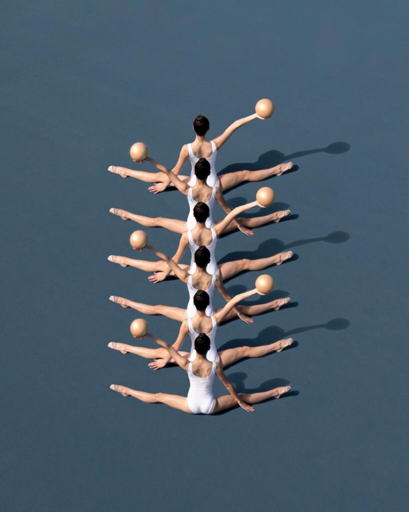 Aerial photograph of aerobic dancers