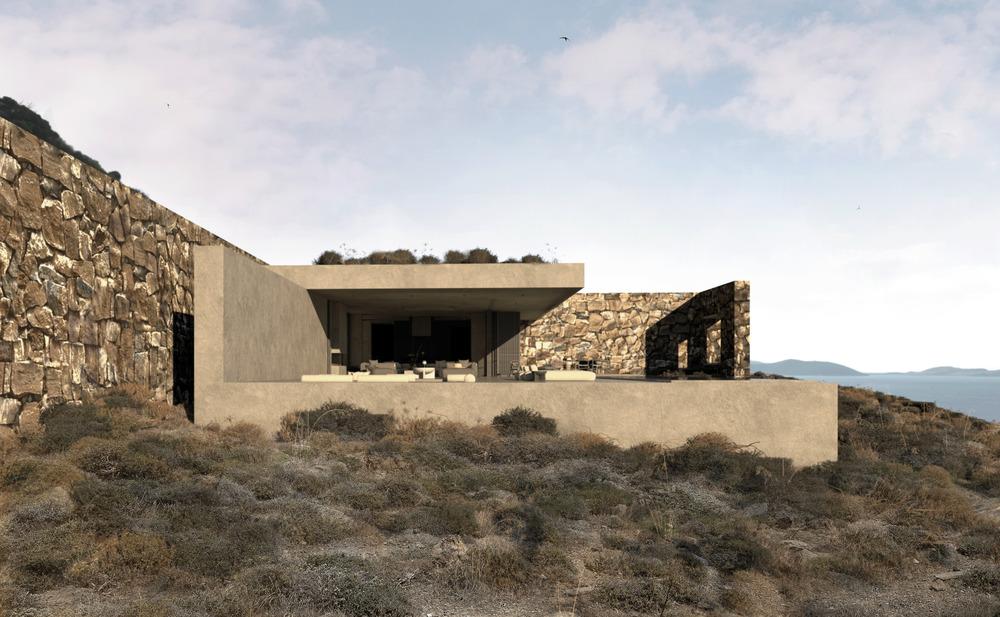 Extensive green roof planted with native vegetation to support biodiversity and water collection