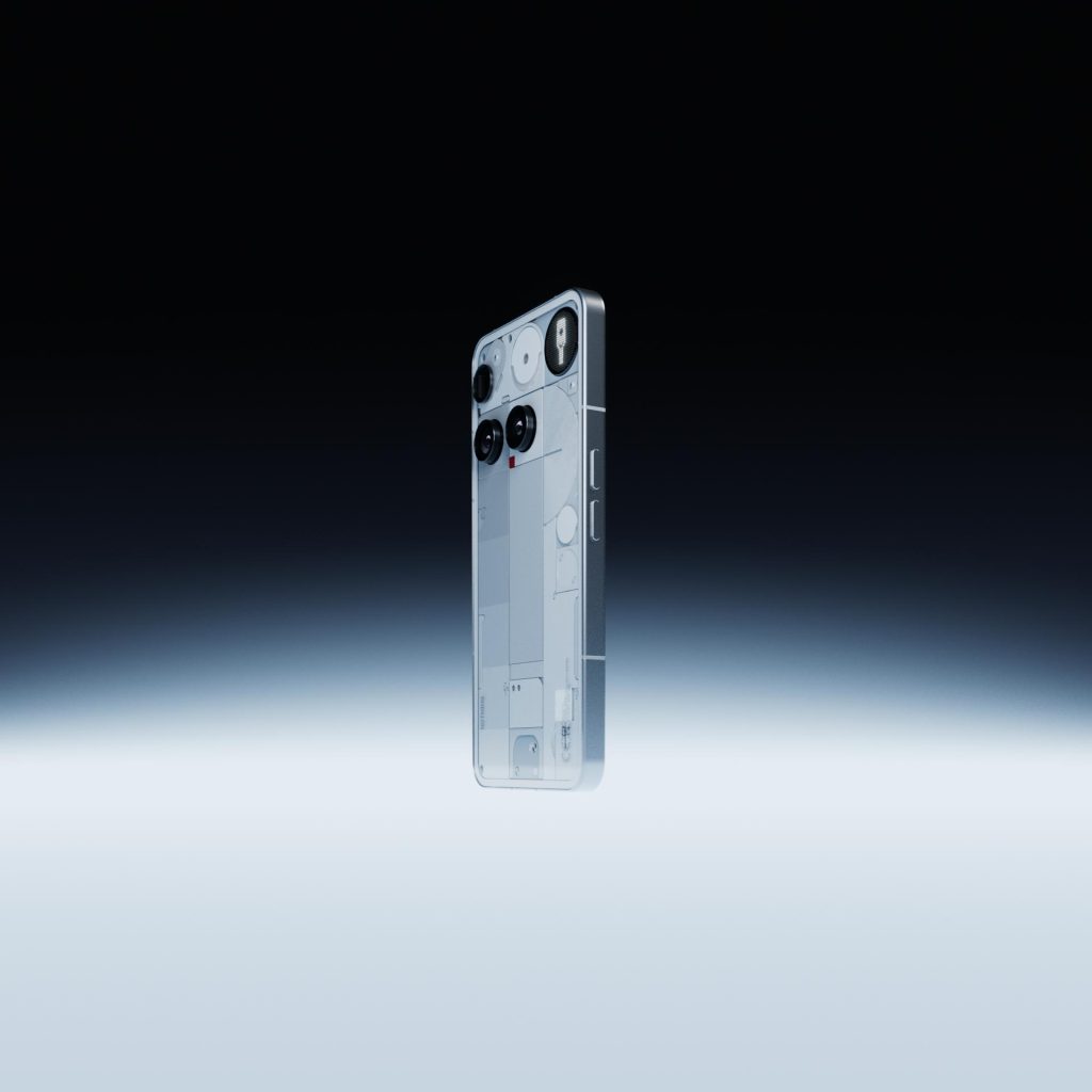 ngled shot of transparent casing revealing internal hardware details