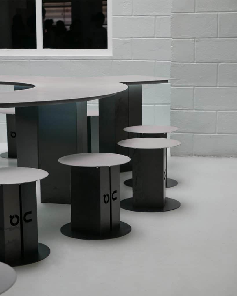 Wide view of bespoke table set for intimate dinner