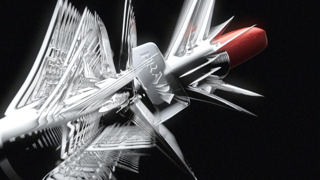 Mirrored chrome surfaces in modern beauty campaign visuals