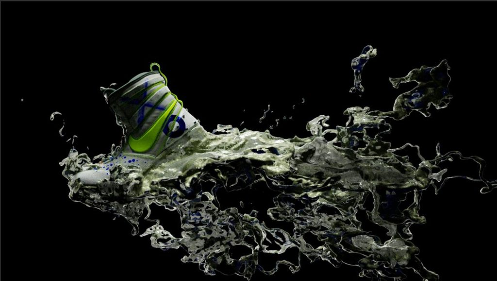 Houdini liquid simulation creating flowing sneaker sole