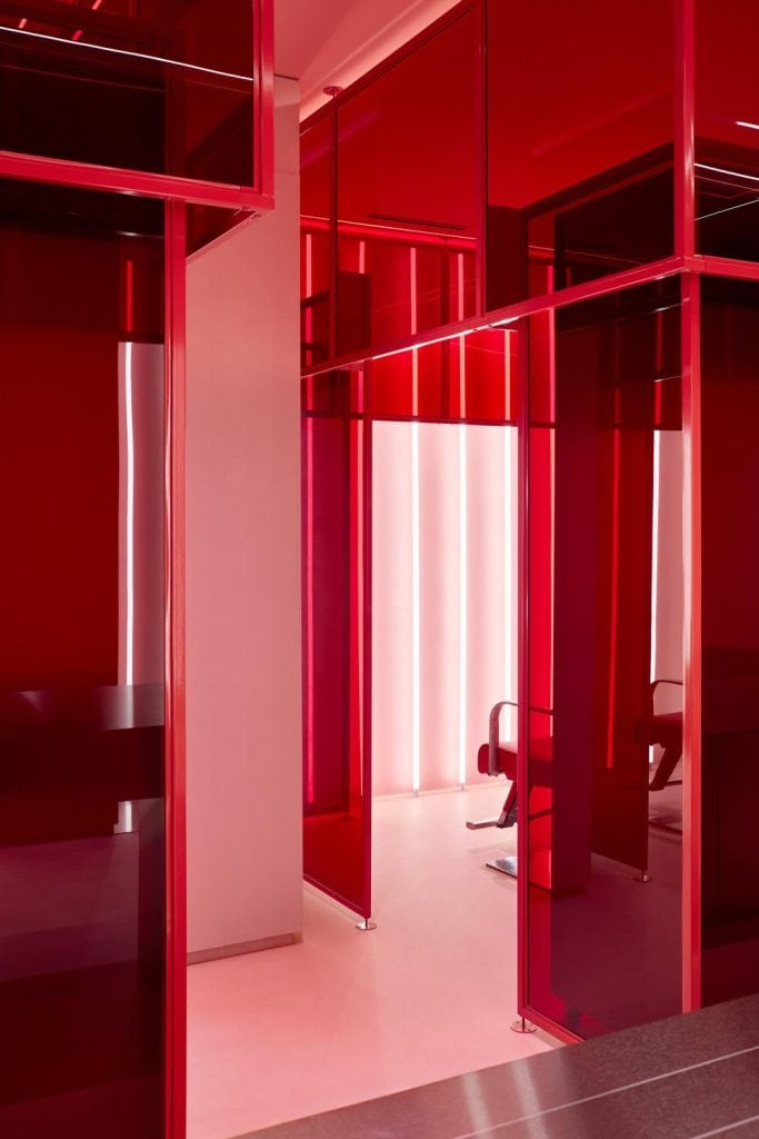 vertical neon tube lighting glowing