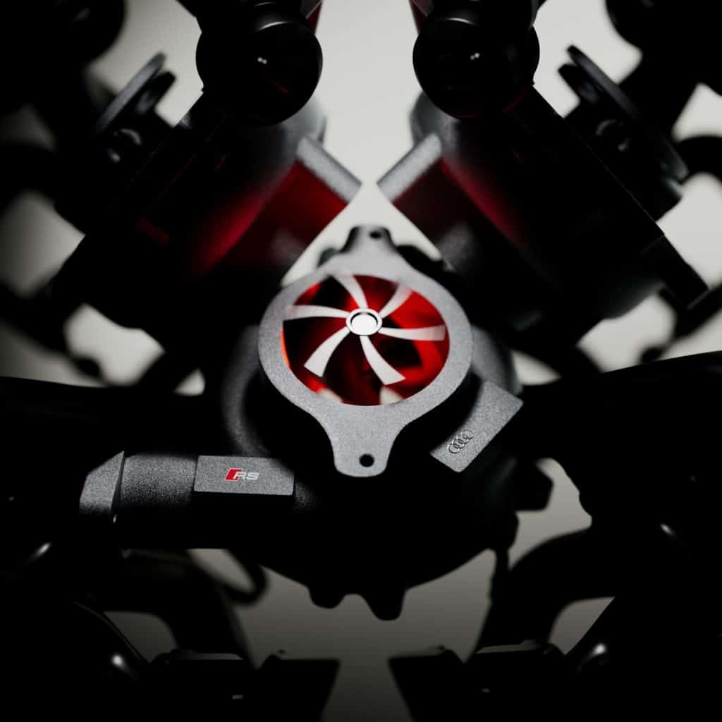 Audi RS design details integrated into animated logo sequence