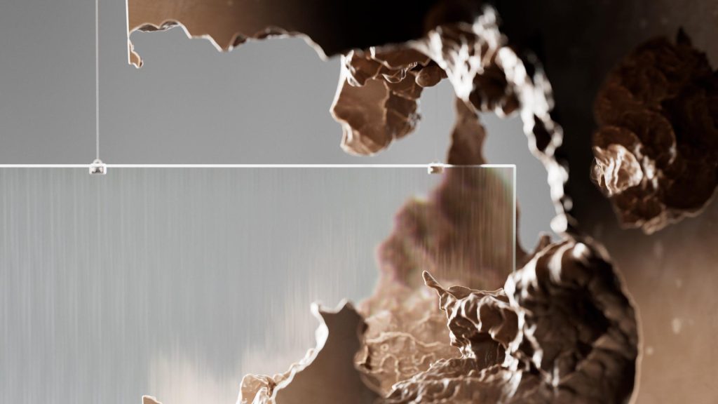 CGI still showing Galaxy Kenz chocolate framed by glowing golden light